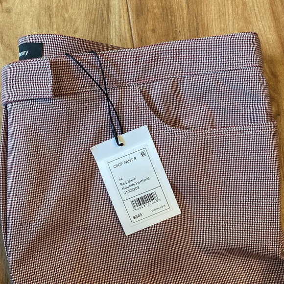 ❤️🤍💙Theory Red Multi Hounds Portland Crop Pant B - Picture 6 of 7